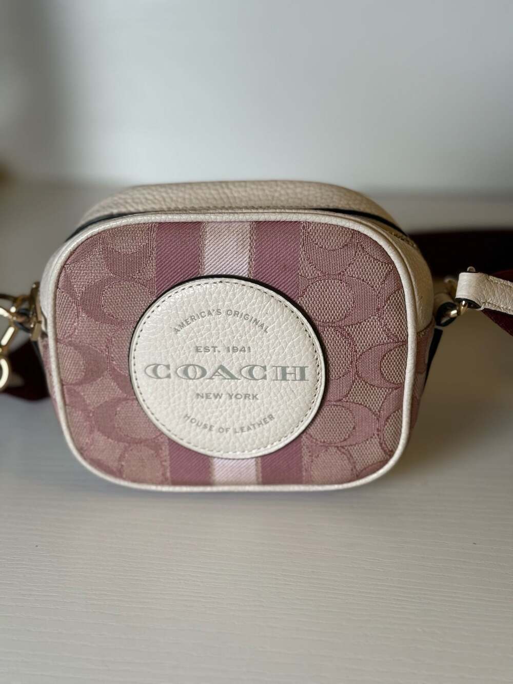 Coach Mini Dempsey Camera Bag In Signature Jacquard With Stripe C7976